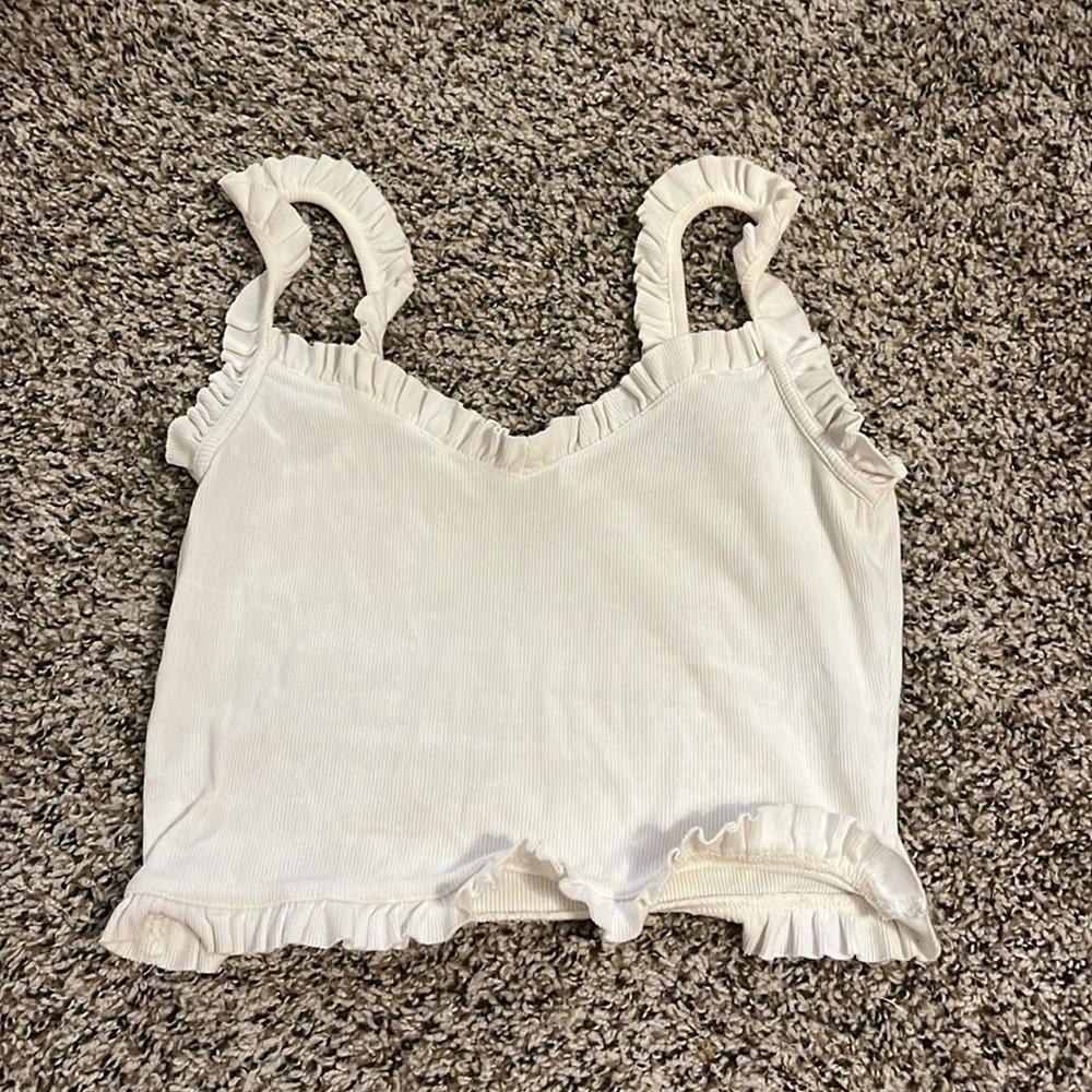 White LA Hearts ruffle tank